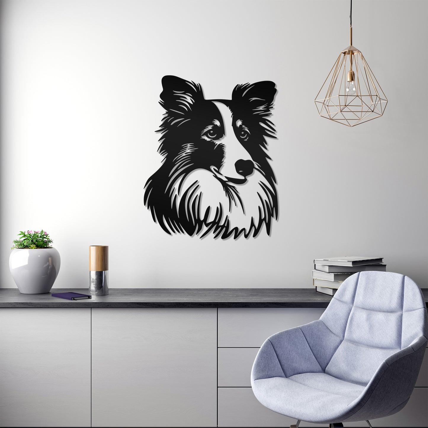 Shetland Sheepdog metal silhouette