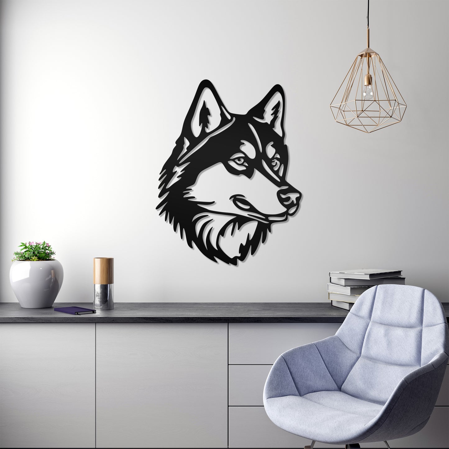 Siberian Laika metal silhouette