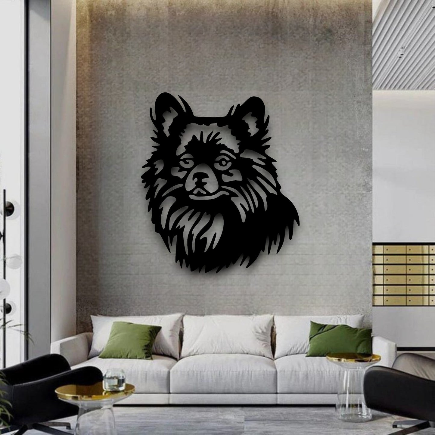 Pomeranian metal silhouette