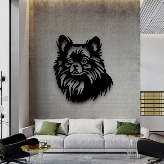 Pomeranian metal silhouette