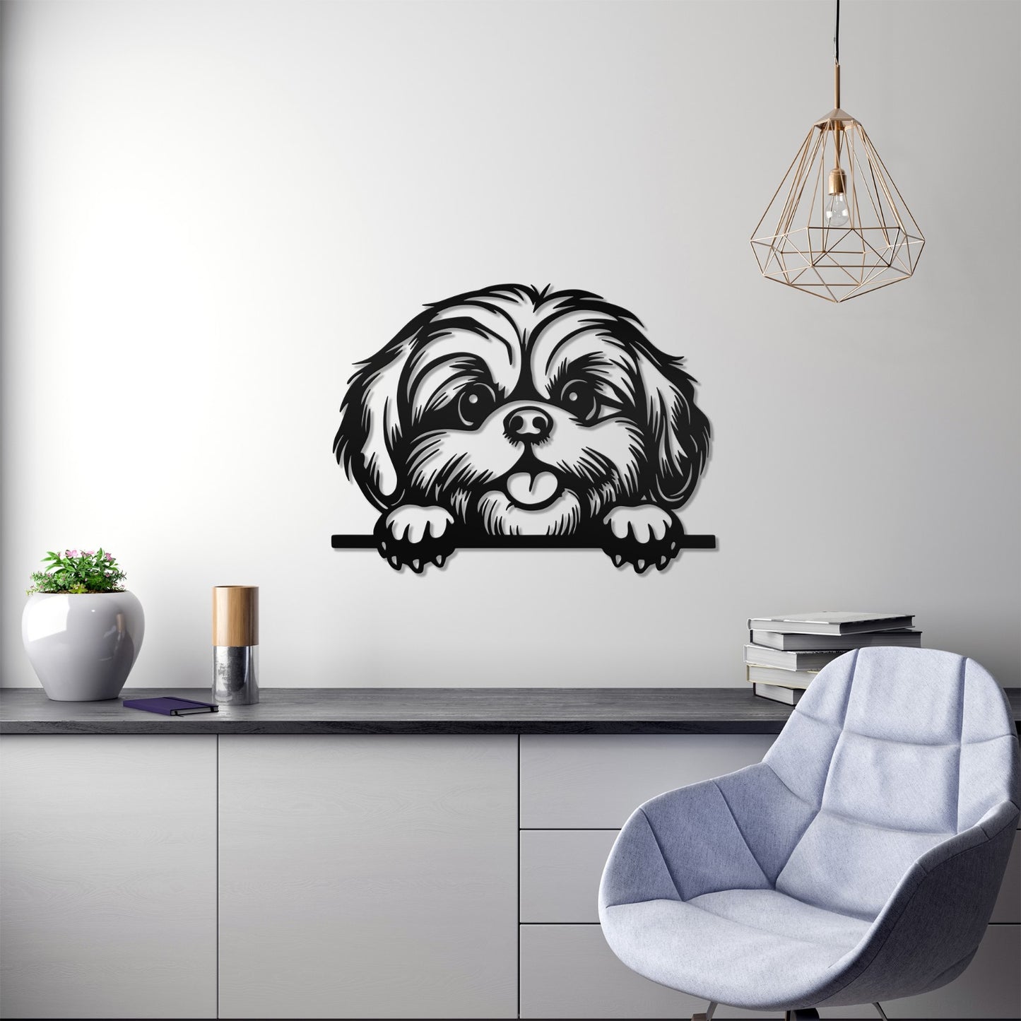 Shih tzu metal silhouette