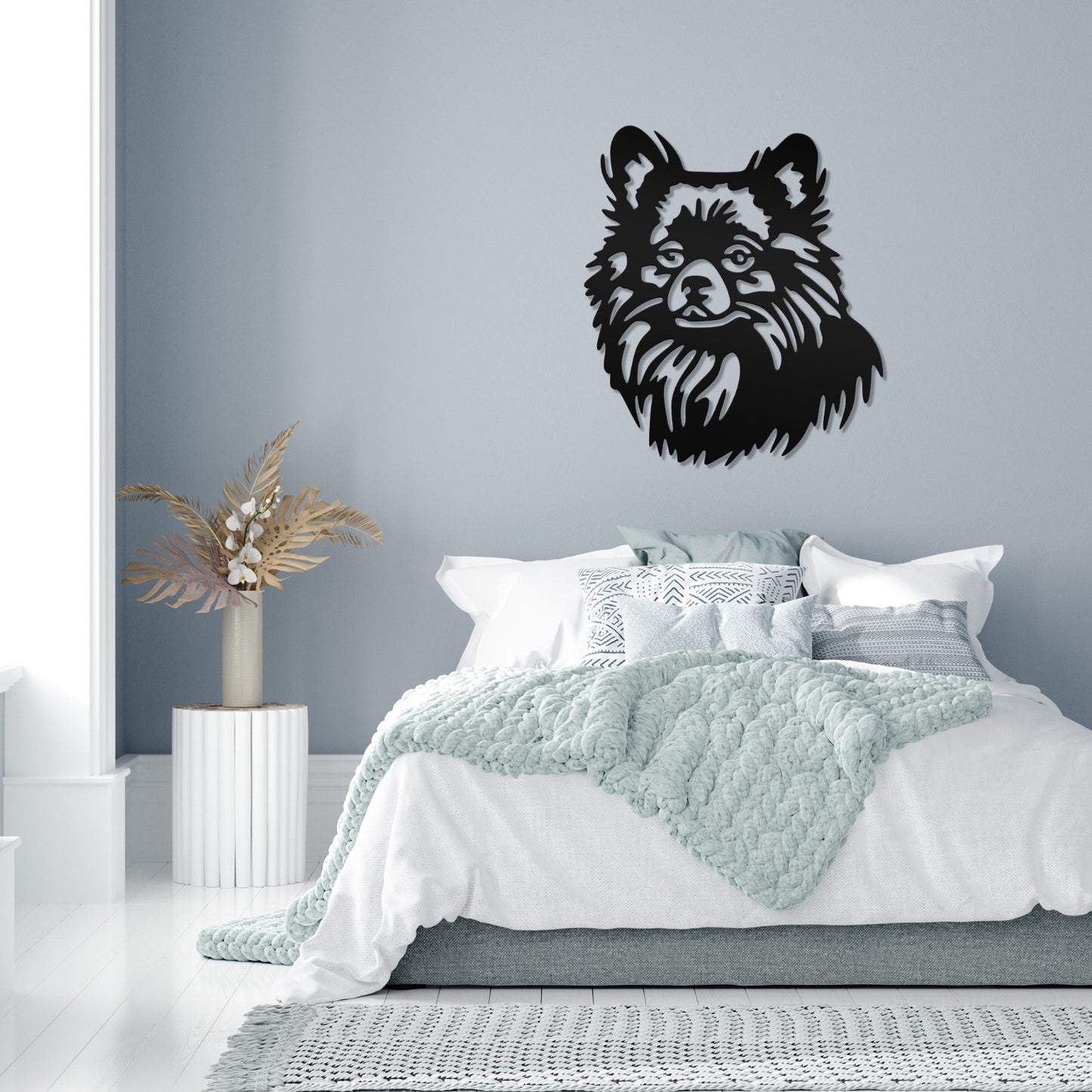 Pomeranian metal silhouette