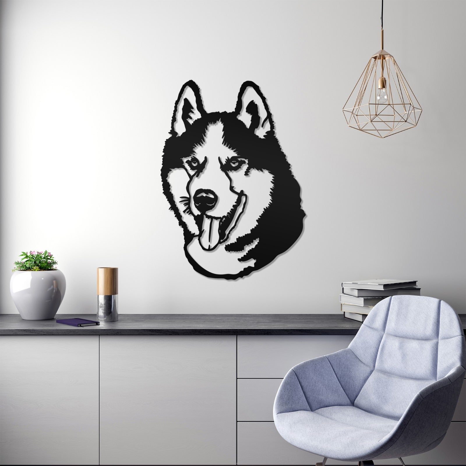 Siberian Husky metal silhouette