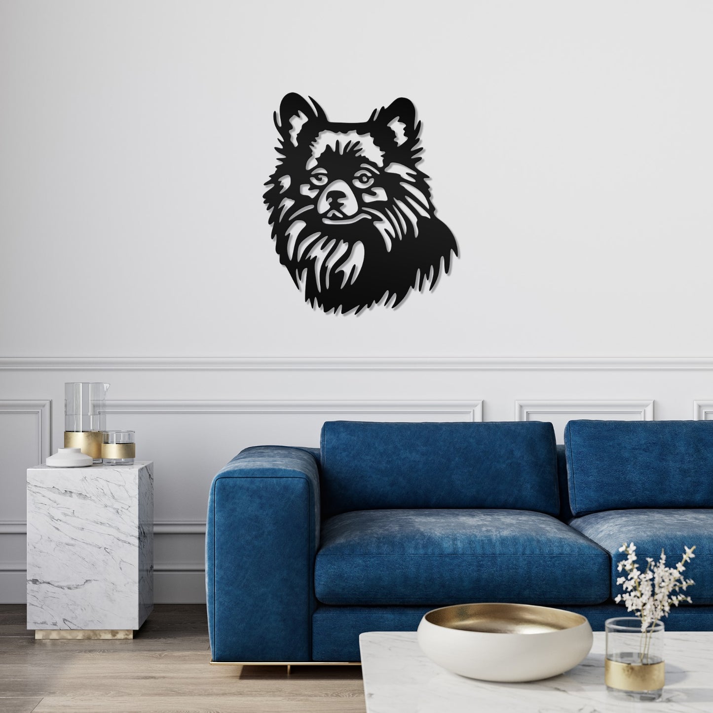 Pomeranian metal silhouette