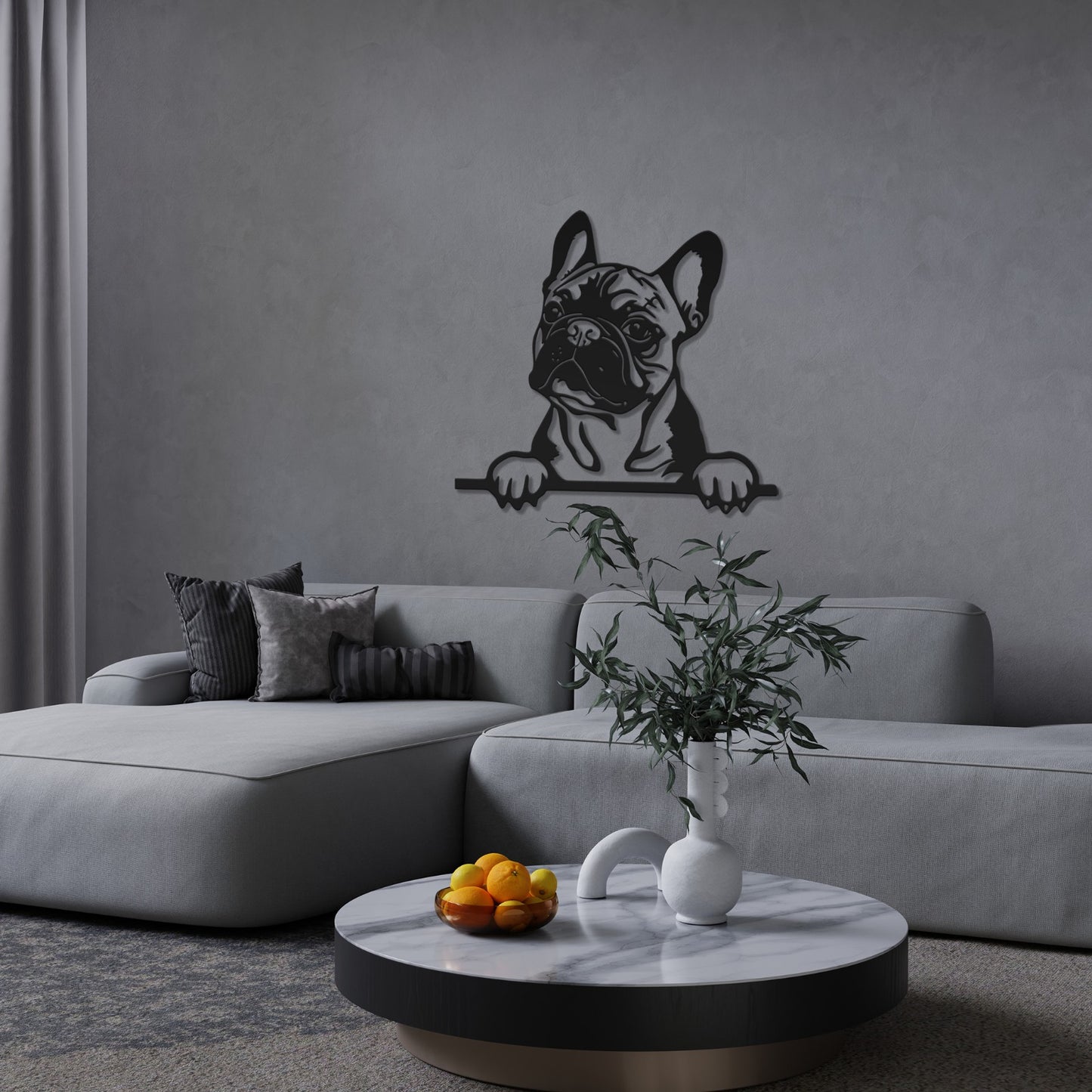 French Bulldog metal silhouette